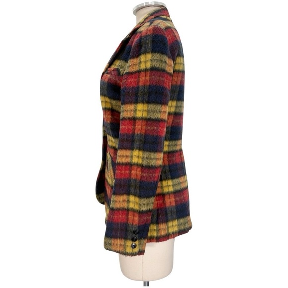 Vintage G.J. Forbes Tartan Plaid Faux Fur Blazer Jacket Size Small - Picture 3 of 12